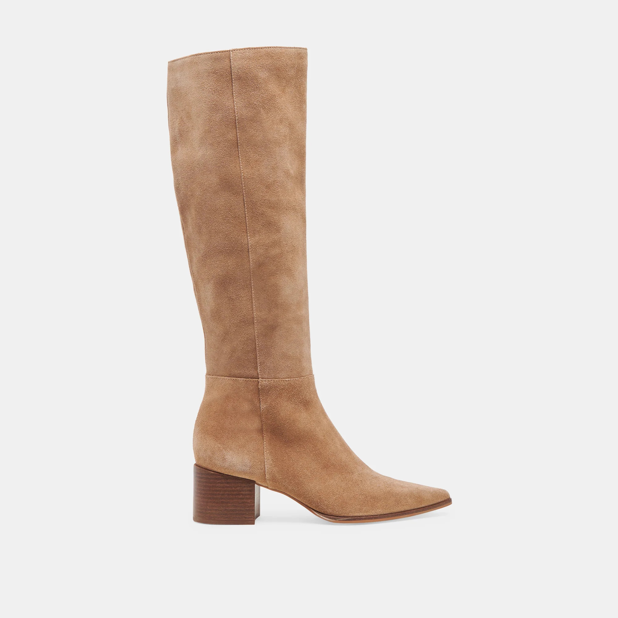 Kirson Wide Calf Boots Mushroom Suede | DolceVita.com