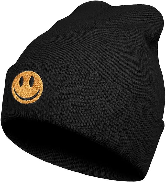 Koesnbre Black Embroidered Beanie Hats for Men Women-Winter Warm Stretchable Quackity Knit Cuffed... | Amazon (US)