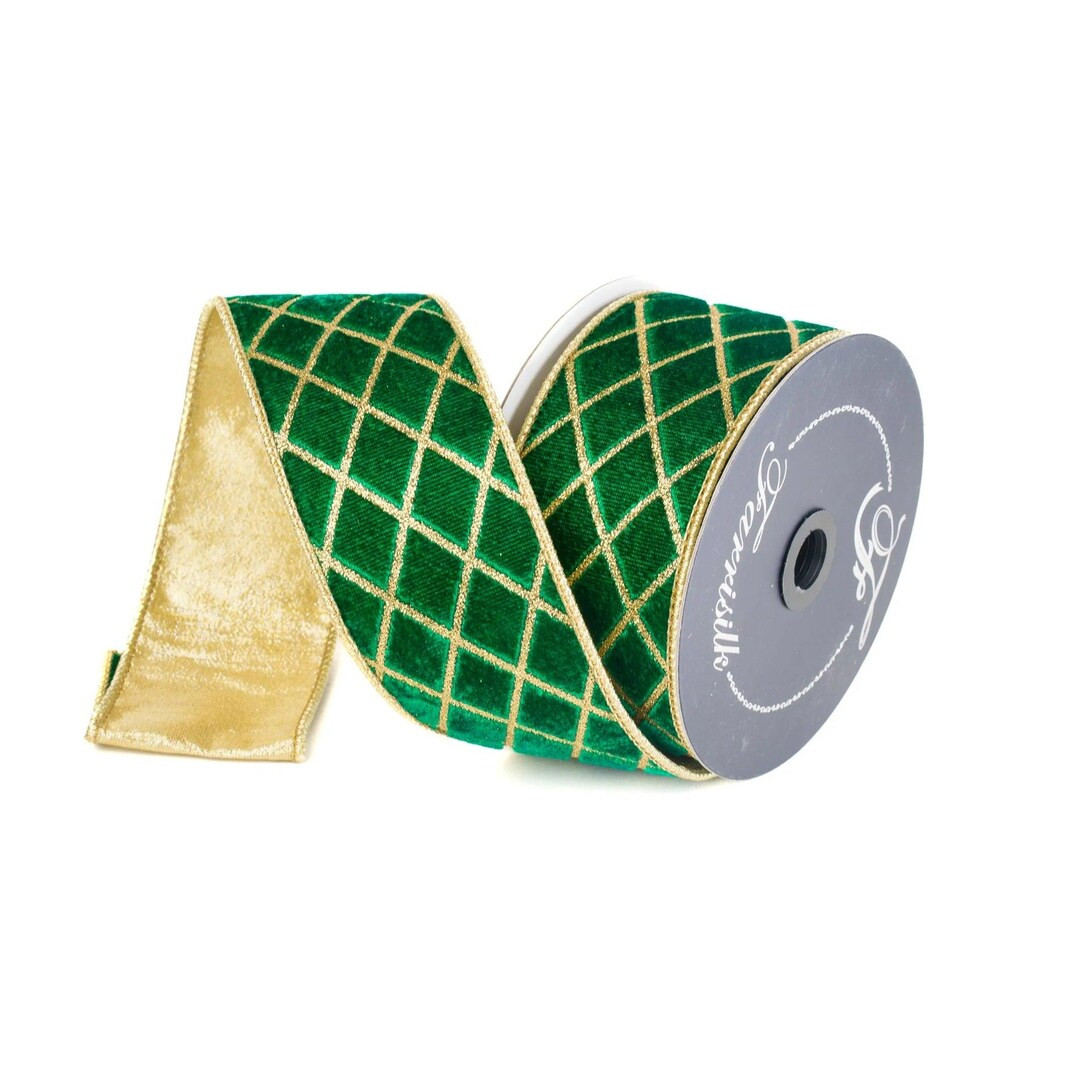 2.5" Farrisilk Ribbon- Metallic Diamond-emerald-rg453-55 - Etsy | Etsy (US)
