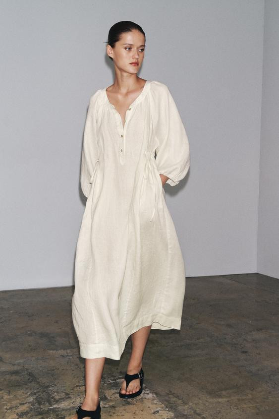 100% LINEN TUNIC DRESS ZW COLLECTION | Zara US