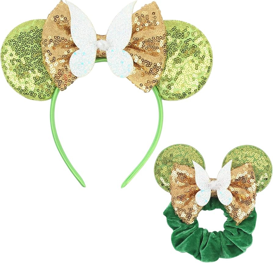 Mouse Ears Headband with Tinkerbell Scrunchies Sequin Ears Headband Party Costume Hair Accessorie... | Amazon (US)