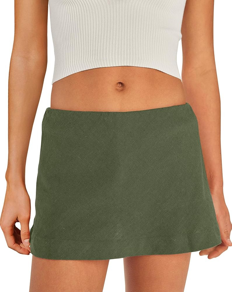 SENSERISE Womens Cotton Linen Skorts Mini Skirt with Shorts Underneath Short A Line Skirts Summer... | Amazon (US)