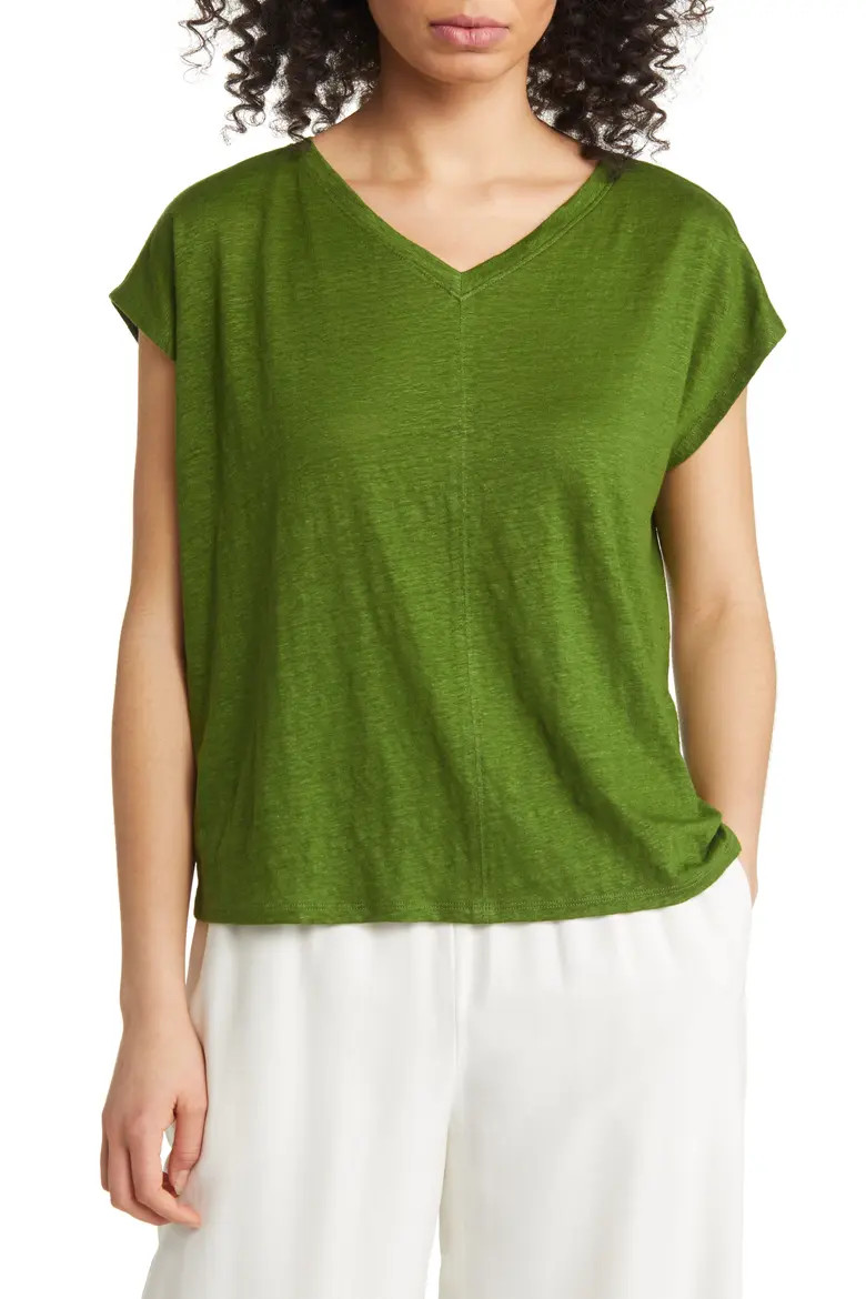 V-Neck Organic Linen T-Shirt (Women) | Nordstrom | Nordstrom