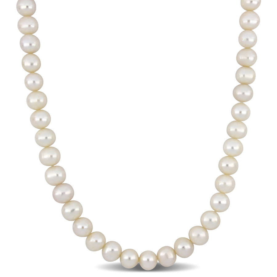 AMOUR 9-9.5mm Off-round Freshwater Cultured Men's Pearl Necklace with Large Sterling Silver Lobster Clasp - 20 In. | Jomashop.com & JomaDeals.com