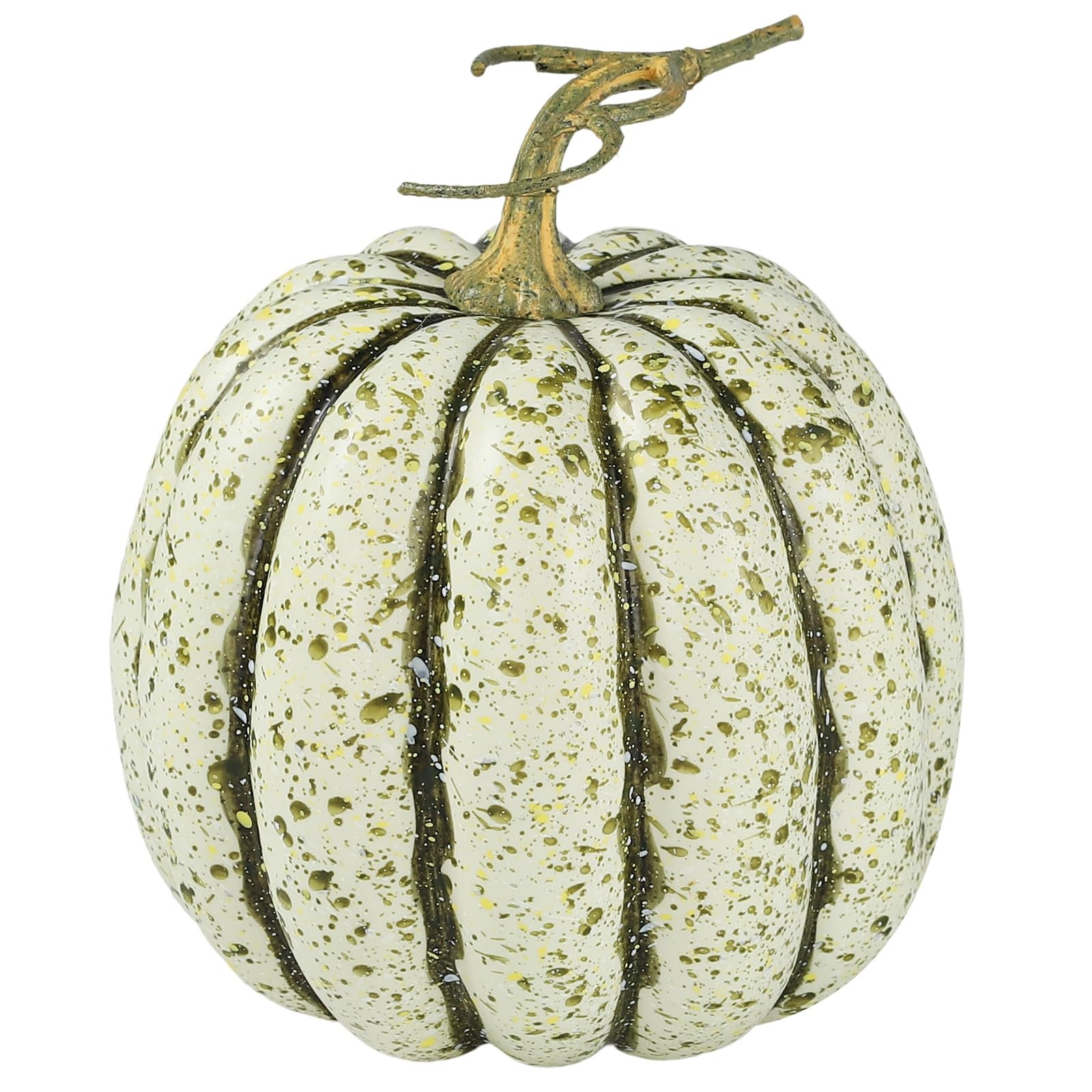 DuHouse Artificial Green Pumpkin Fall Decoration, 7" x 6.7" Faux Harvest Pumpkin with Rustic Stem and Speckled Finish for Autumn Table Decor, Thanksgiving Centerpiece, | Amazon (US)