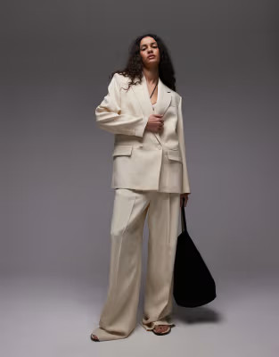 Mango oversized suit co-ord in pale yellow | ASOS (Global)