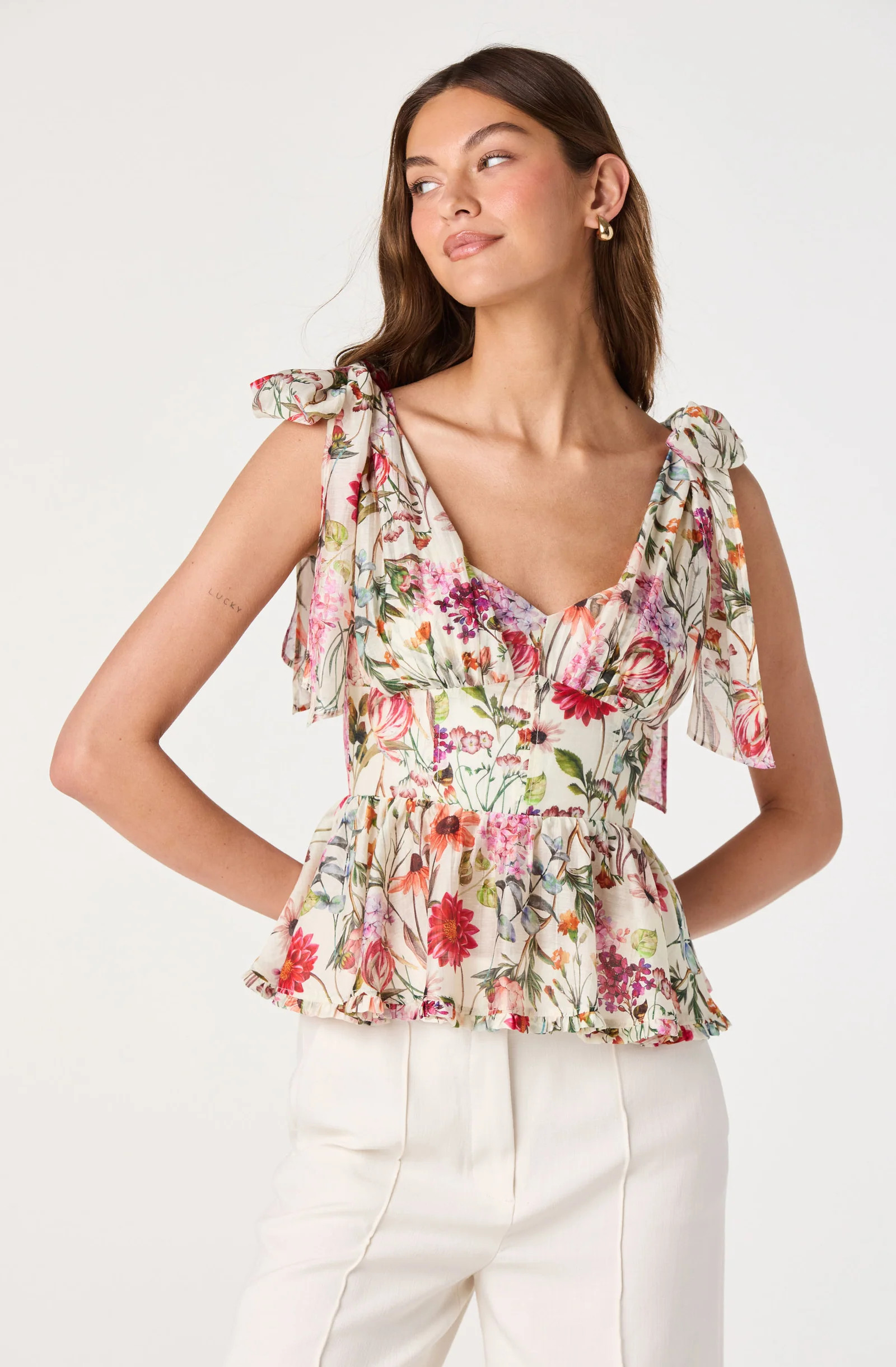 Lenora Floral Corset Peplum Top | ASTR The Label (US)