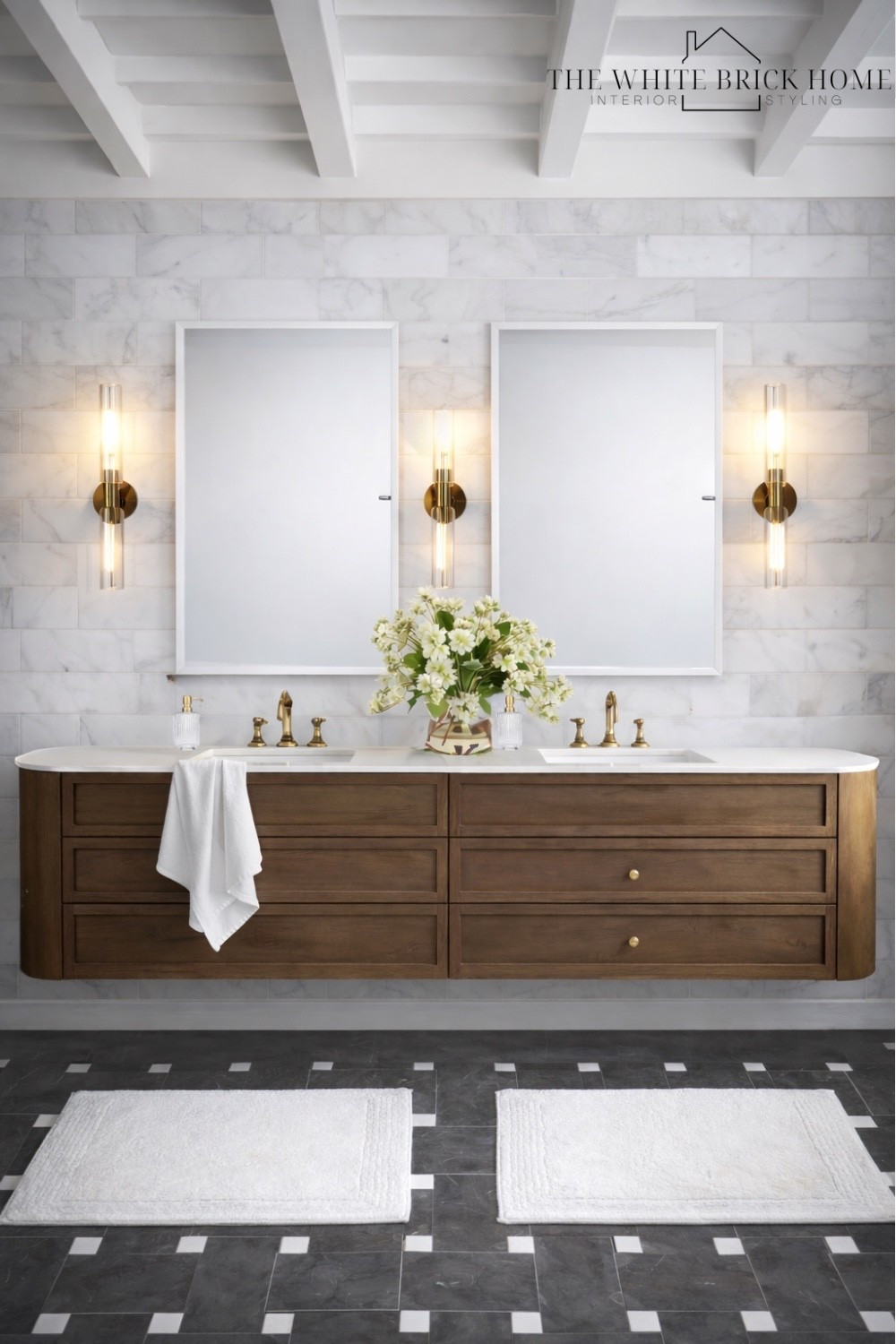 A timeless, high end bathroom look with an Amazon floating vanity and brass lighting! Amazon has some great options for bathroom accessories, proving you don’t need a luxury budget for a high end look. 

Bath, bathroom, bathroom decor, bathroom design, bathroom lighting, wall sconces, wall mirror, vanity, bathroom vanity, bathroom accessories, bathroom decor, bathroom ideas, home improvement, faux floral, bathroom soap dispenser bath mat, Amazon, Amazon home, Amazon home decor 

#LTKSaleAlert #LTKHome #LTKOver40