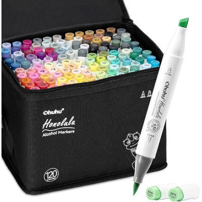 Ohuhu Alcohol Marker Brush Tip -Double Tipped Marker Set -120 Colors- Brush & Chisel Dual Tips- Honolulu of Ohuhu Marker- Refillable Alcohol-Based Ink | Target