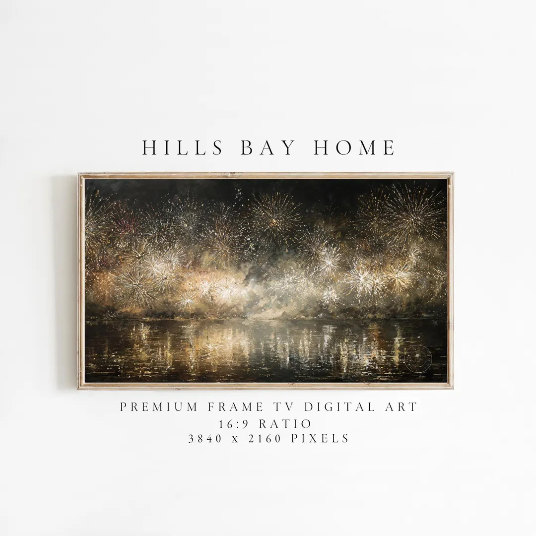 New Years Frame Tv Art, Digital Download Art for Frame Tv, New Years Tv Art, Fireworks on the Coa... | Etsy (US)