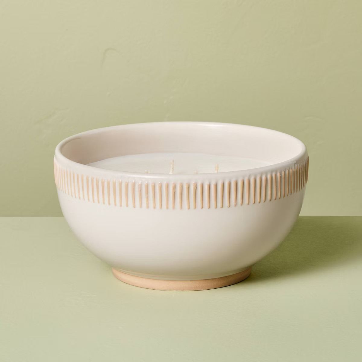 Rim Stripe Ceramic Citronella Scented Bowl Candle Cream - Hearth & Hand™ with Magnolia | Target