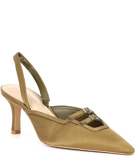 Marlie Satin Mini Buckle Halter Back Pumps | Dillard's