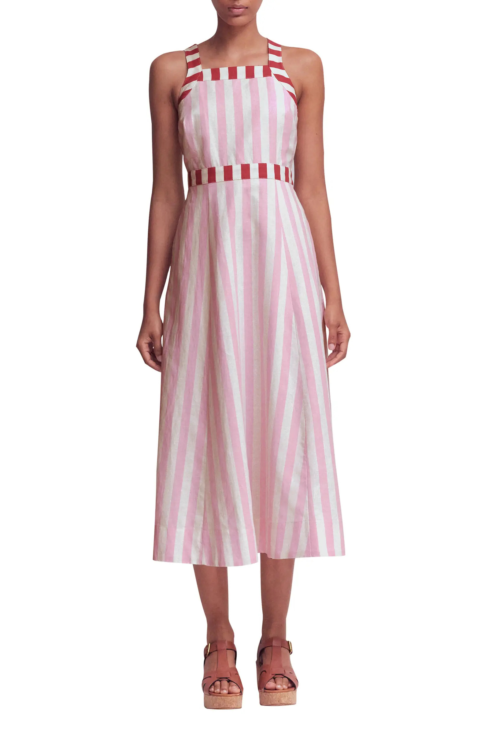 Cross Back Linen Blend Dress | Nordstrom