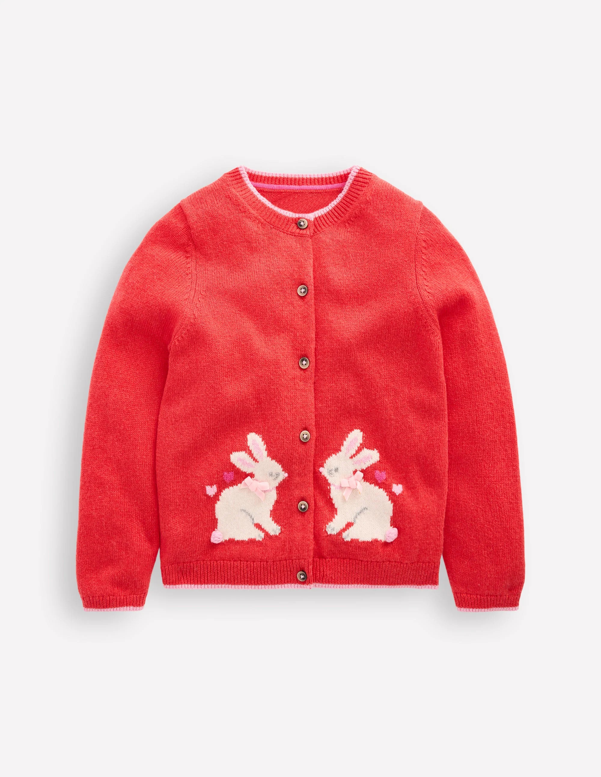Evelyn Fun Logo Cardigan-Jam Red Bunnies | Boden (US)