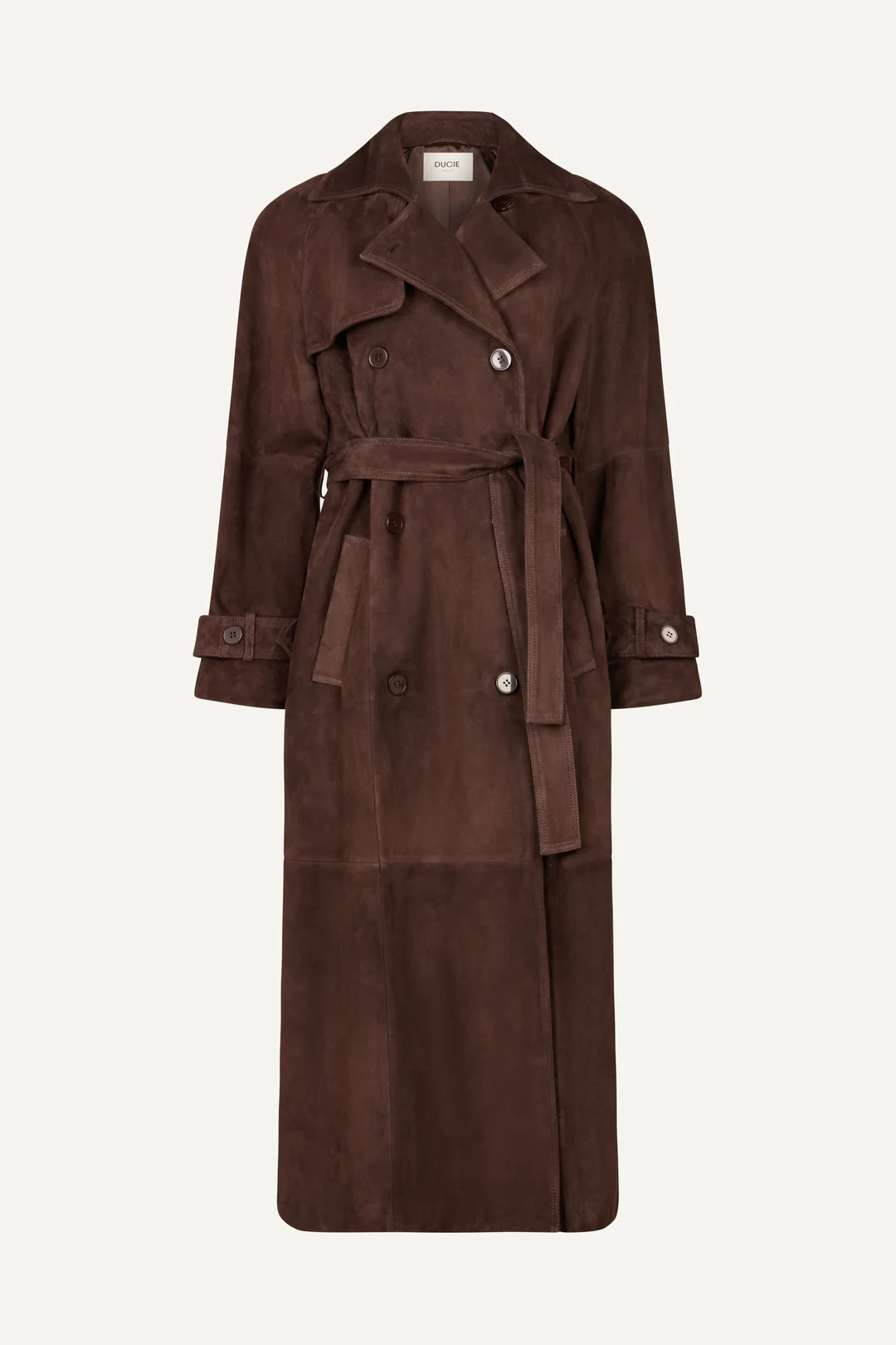 Corrin Suede Trench Coat | DUCIE
