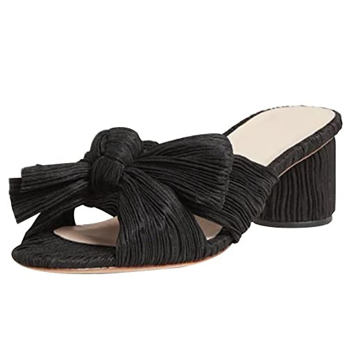 MICIFA Women's Bow Knot Heeled Sandals Open Toe Chunky Heel Sandals Bride Wedding Dress Bow Heels | Amazon (US)