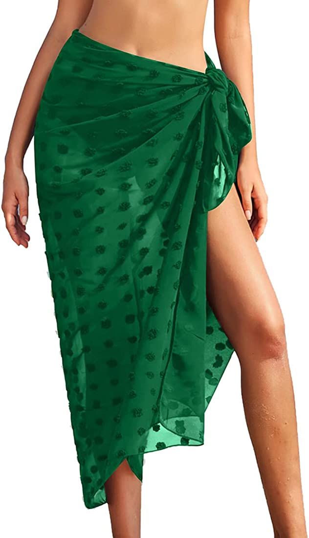 Ekouaer Women Sarong Swimsuit Coverup Chiffon Long Beach Tie Wrap Skirt Sexy Bikini Sheer Scarf B... | Amazon (US)