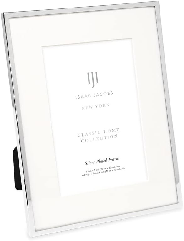 Isaac Jacobs 6x8 (Matted 4x6) Silver Metal Picture Frame, Classic Metal Photo Frame Made For Tabl... | Amazon (US)