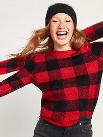 Cozy Plaid Crew-Neck Sweater for Women | Old Navy (US)