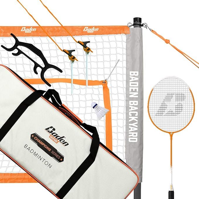 Baden | Champions | Portable Badminton Set | Regulation Net + 3 Shuttlecocks + 4 Racquets + 1 Bou... | Amazon (US)