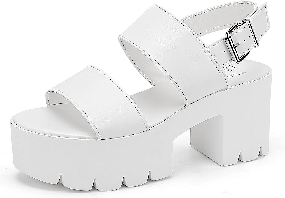 READYSALTED Womens Chunky Platform Sandals Open Toe Ankle Strap Block Heel Sandals with Adjustabl... | Amazon (US)