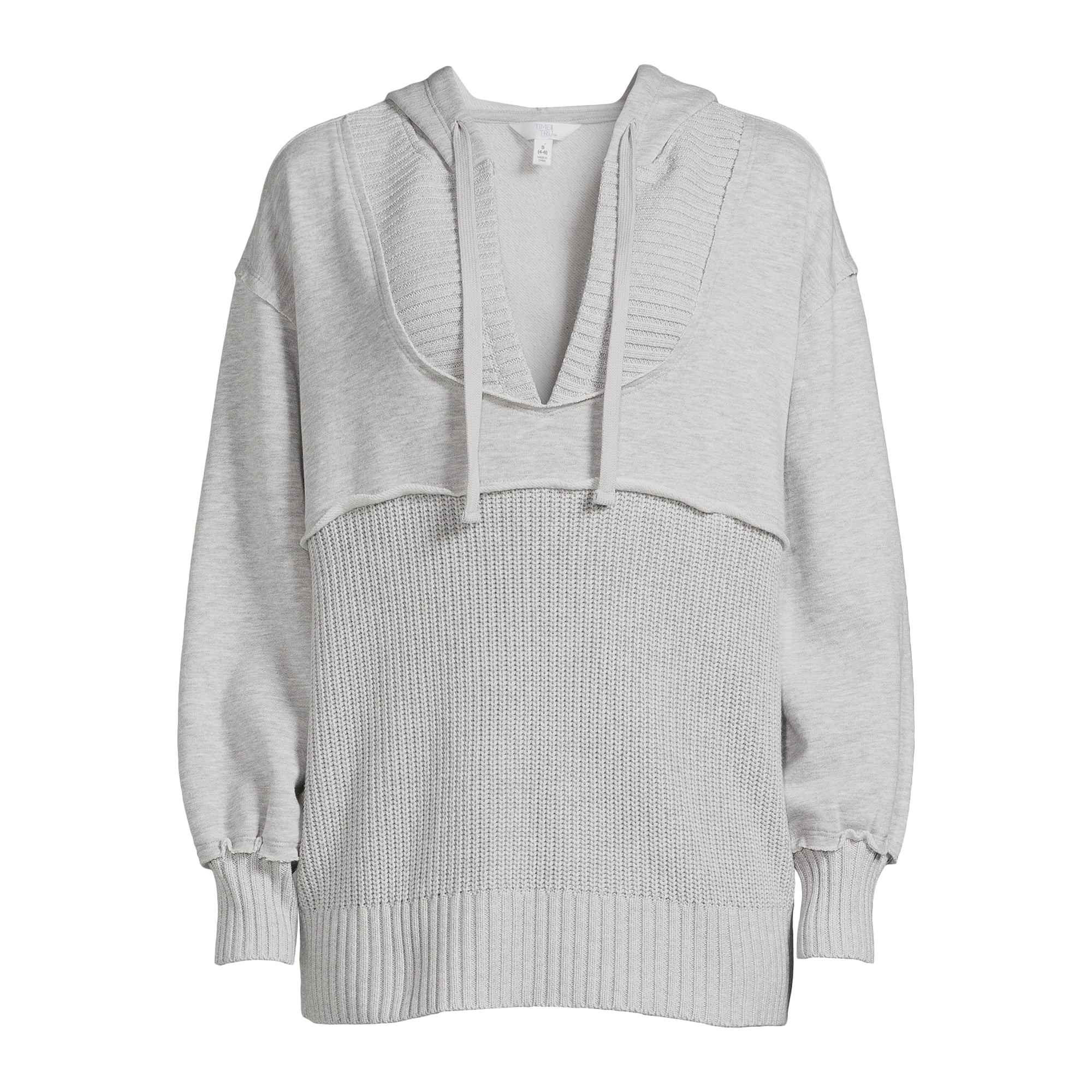 Time and Tru Women's Mixed Media Hoodie, Sizes S-3XL | Walmart (US)