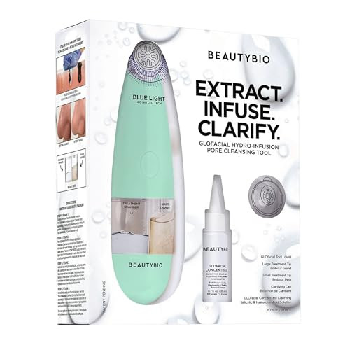 BeautyBio GLOfacial Hydro-Infusion Deep Pore Cleansing + Blue LED Clarifying Tool & Concentrates | Amazon (US)
