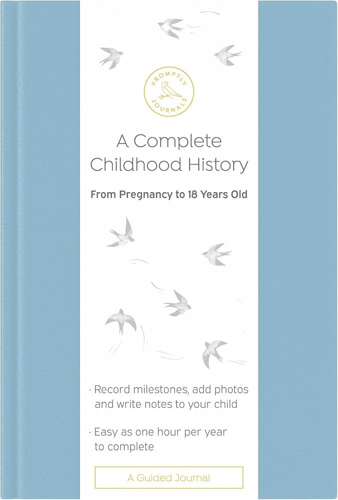 Promptly Journals, A Complete Childhood History: From Pregnancy to 18 Years Old (Dusty Blue, Leat... | Amazon (US)