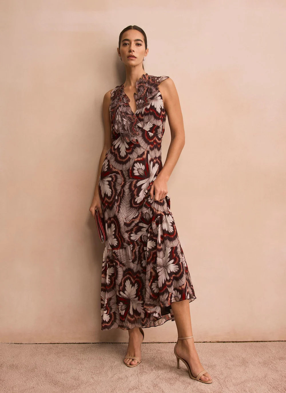 Brown Printed Maxi Dress | Mint Velvet
