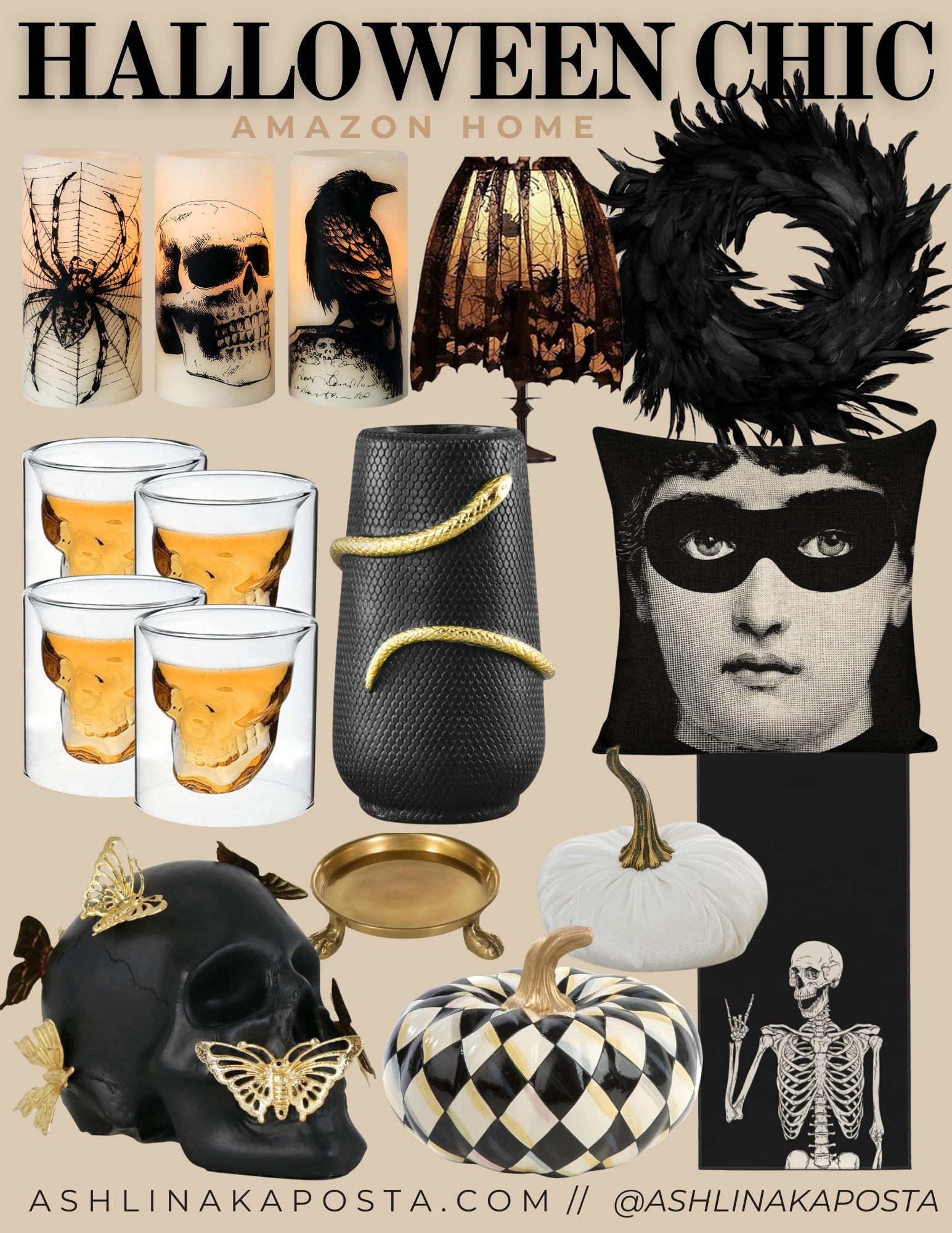 ✨ Halloween Home Decor but make it chic! 🎃🖤 Instead of the usual orange + spooky, I love mixing in elevated accents like black feathers, luxe skull details, moody candlelight, and glam pumpkins for a stylishly haunted vibe.

Think: Halloween home decor that feels elegant, modern, and timeless—perfect for setting the mood without overwhelming your space. 🕷️ From velvet pumpkins to gothic candle sleeves and statement wreaths, these Amazon finds make it so easy to bring a little haunted glam into your home.

Would you go for chic Halloween decor or keep it more traditional?

Shop my full roundup on the blog 👉 ashlinakaposta.com

#HalloweenHomeDecor #HalloweenChic #AmazonHomeFinds #ChicHalloweenDecor #HalloweenDecorIdeas 

 