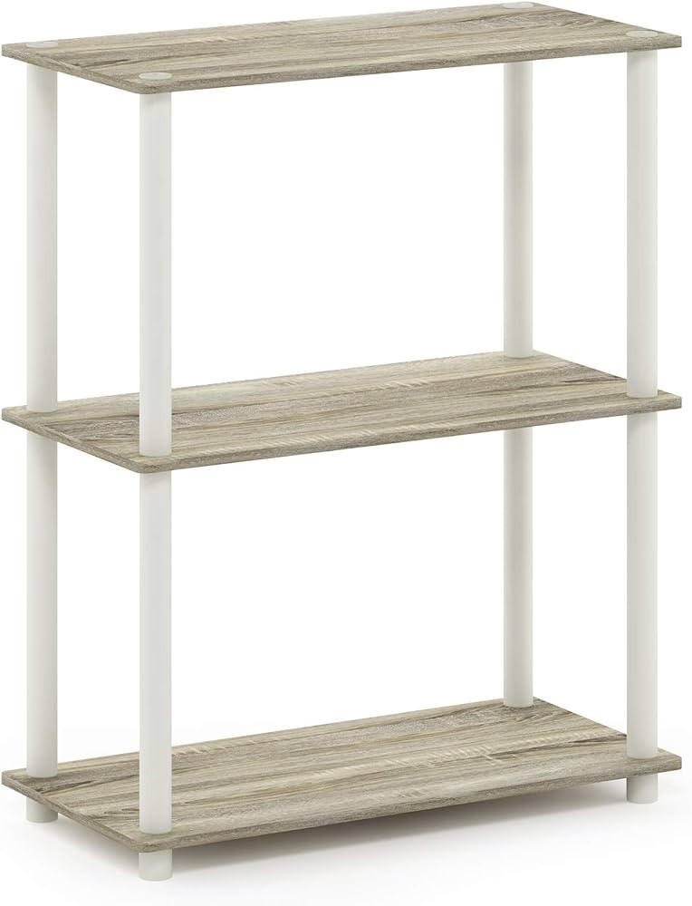 Furinno Turn-N-Tube 3-Tier Compact Multipurpose Shelf Display Rack, Sonoma Oak/White | Amazon (US)