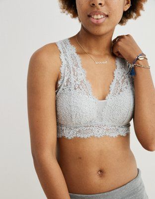 Aerie Eyelash Lace Plunge Bralette | American Eagle Outfitters (US & CA)