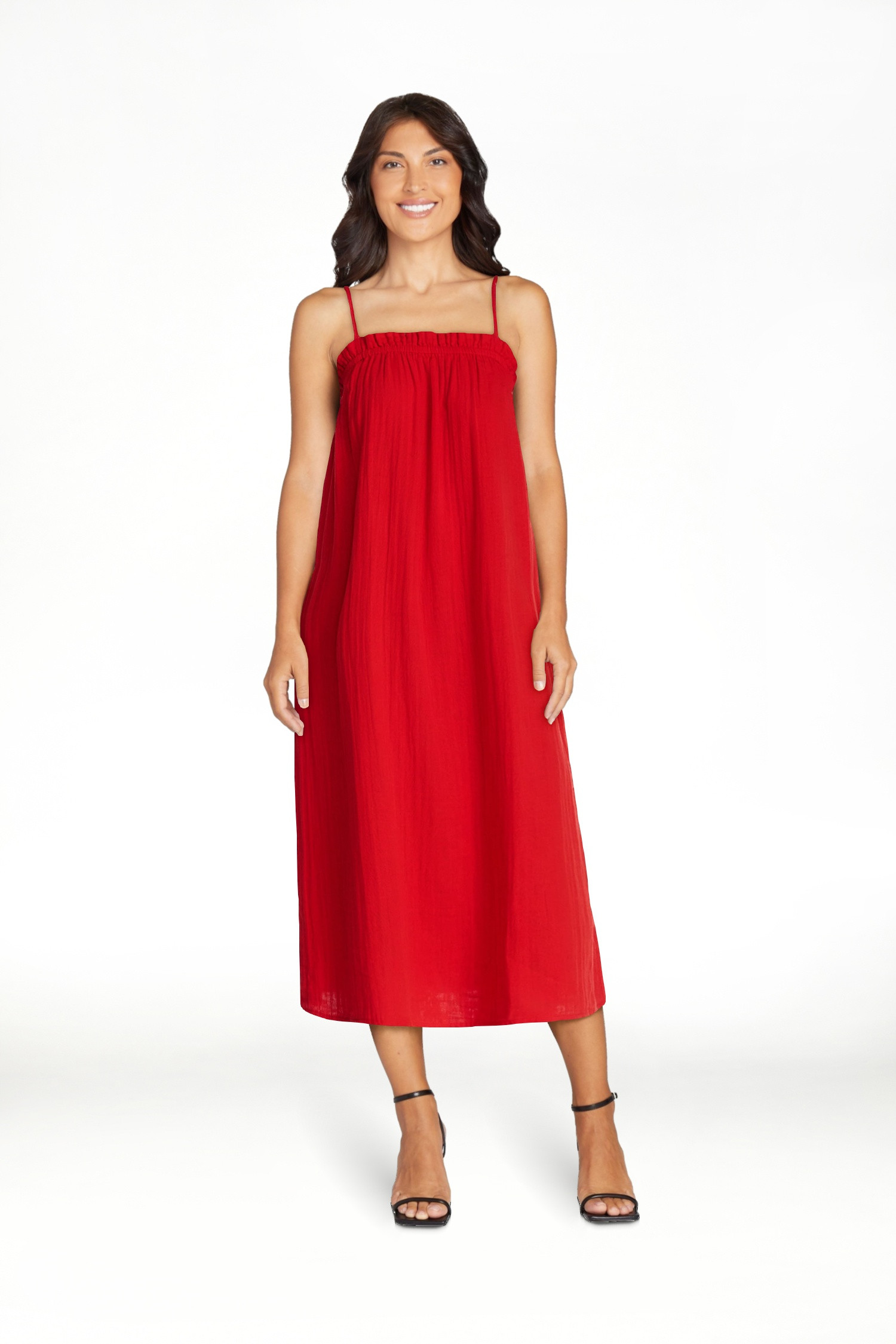Time and Tru Women's Sleeveless Double Cloth Cotton Midi Dress, Sizes XS-XXXL | Walmart (US)