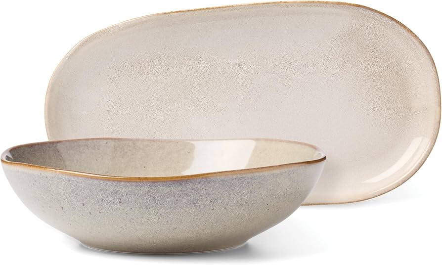 Oneida 897209 Organic Shades 2-Piece Serving Set, Oatmeal | Amazon (US)