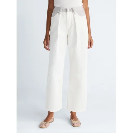 Scoop Women s and Women s Plus Mid-Rise Colorblock Wide Leg Jeans Available in Short Reg and Tall... | Walmart (US)