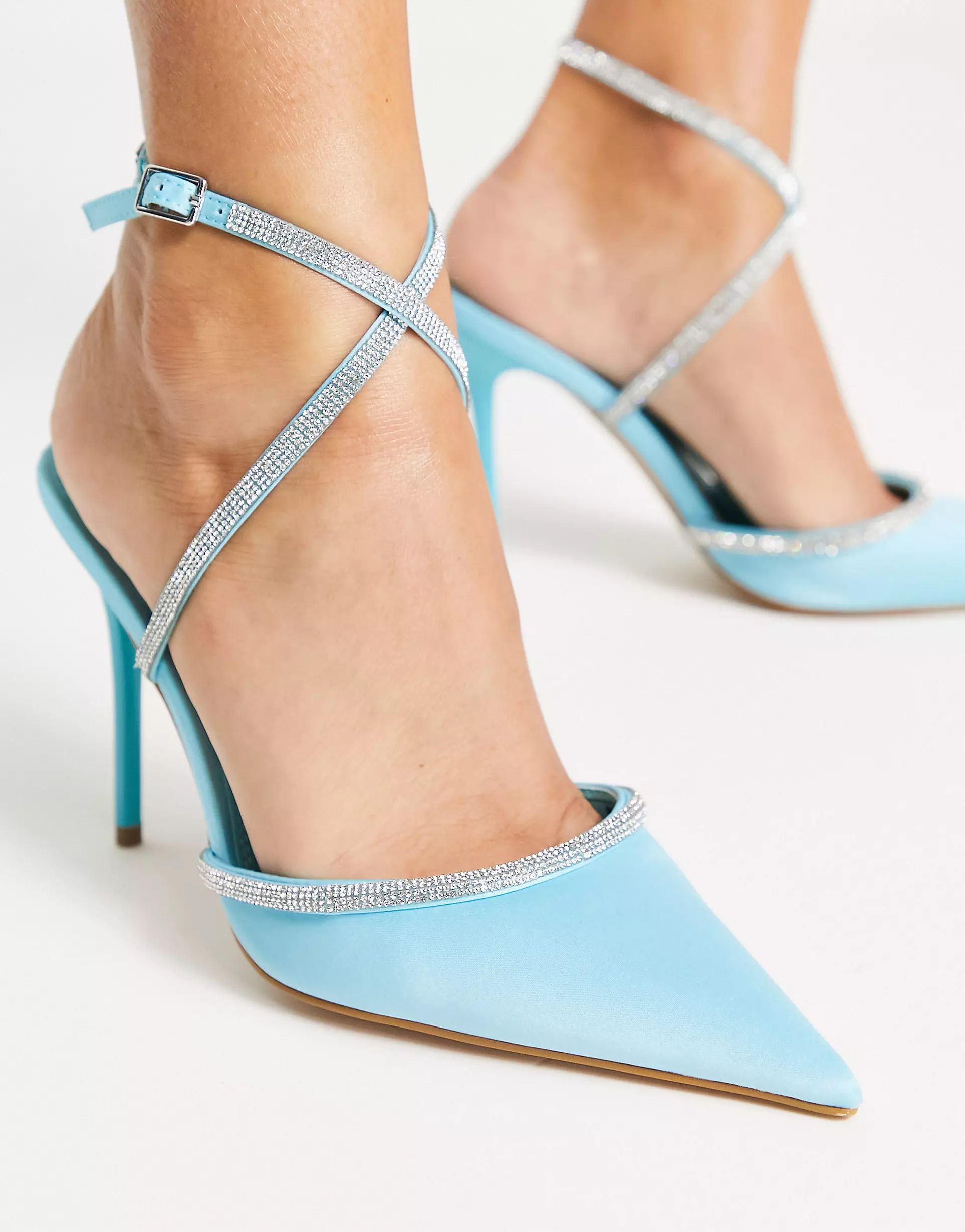 NA-KD pointy heeled stilettos in blue | ASOS (Global)