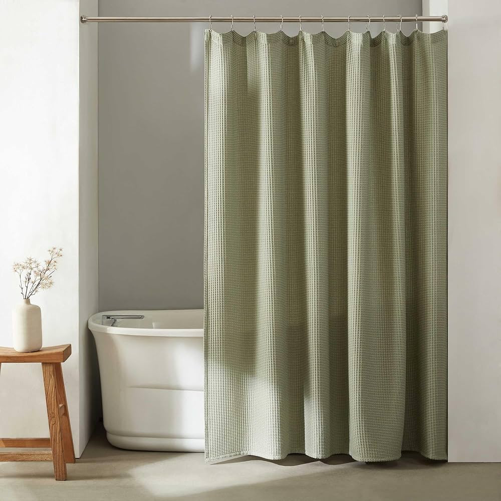 Calvin Klein - Fabric Shower Curtain, Luxury Cotton Blend Bathroom Decor with 12 Button Holes (Wa... | Amazon (US)
