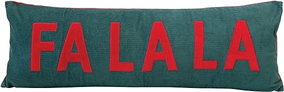 Creative Co-Op 36" L x 12" H Cotton Corduroy & Appliqued Lumbar FA LA, Green & Red Pillows, Multi | Amazon (US)