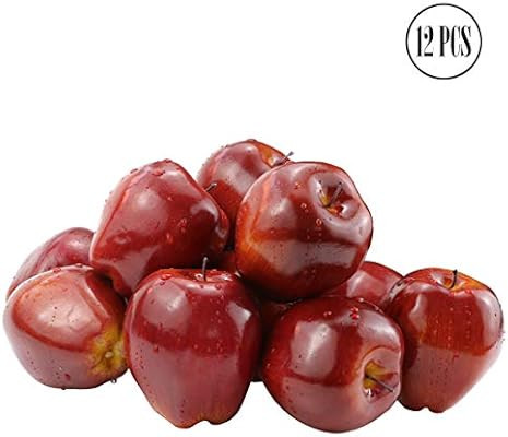 BcPowr 12PCS Fake Fruit Apples Artificial Deep Red Apples Artificial Lifelike Simulation Red Appl... | Amazon (US)