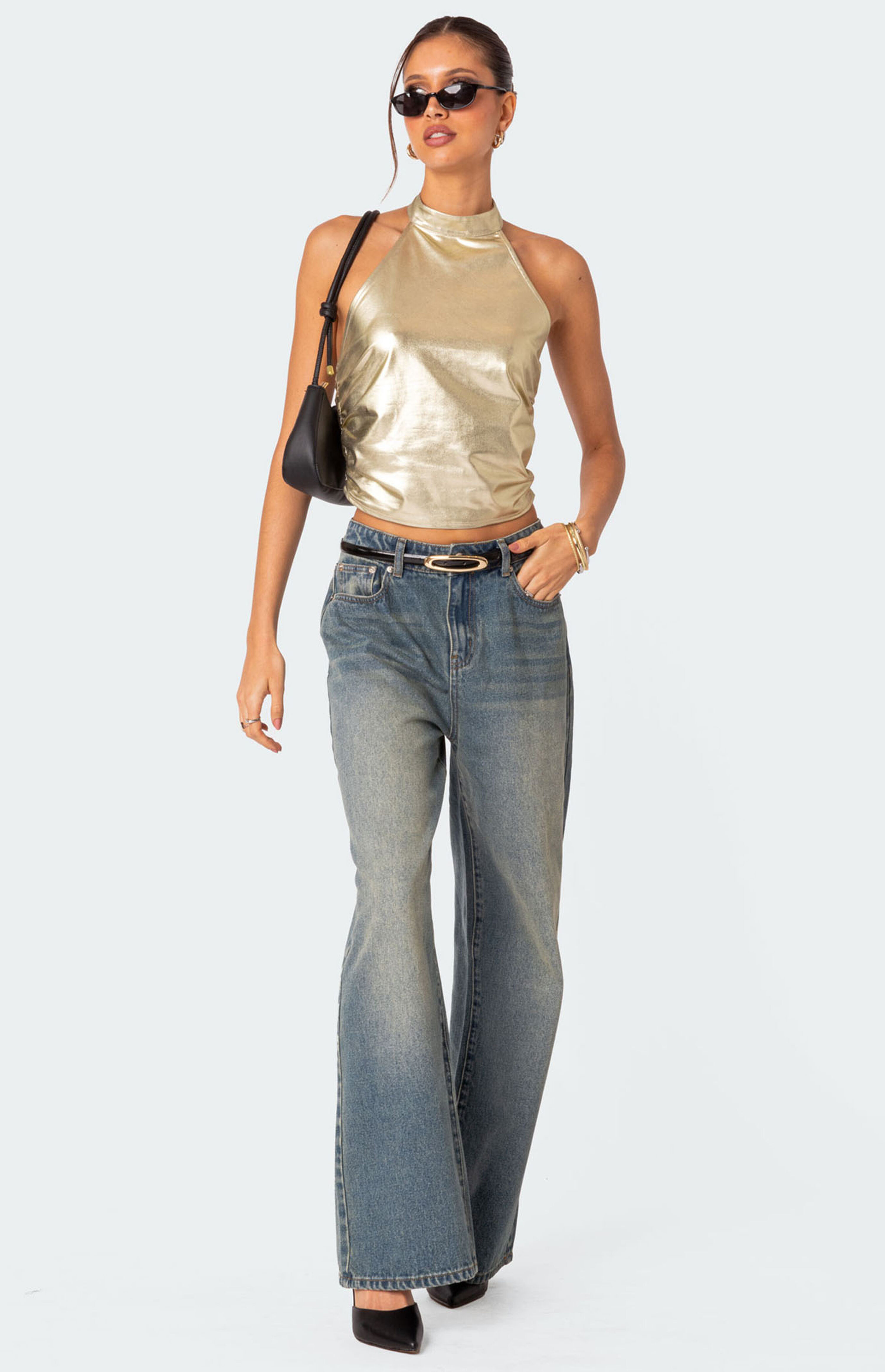 Edikted Karter Metallic Halter Top | PacSun