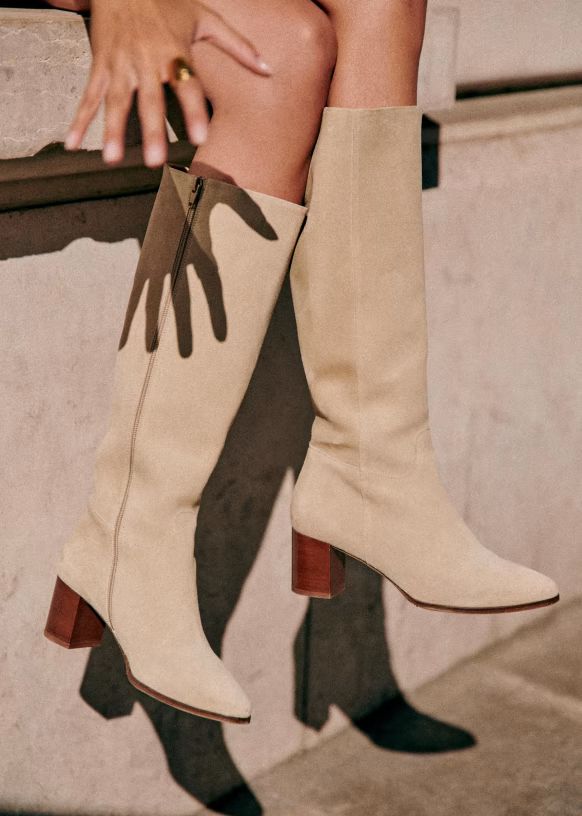 Adèle Boots - Mastic - Split cowhide leather - Sézane | Sezane Paris