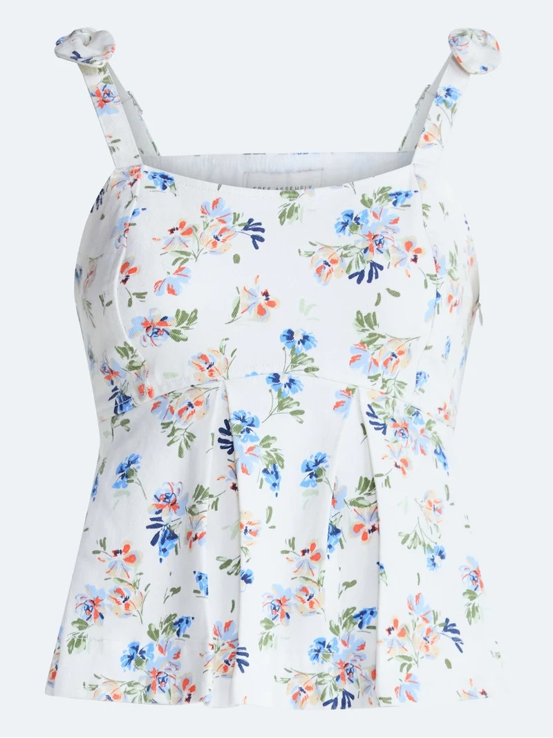 Free Assembly Women's Floral Sleeveless Peplum Top, Sizes XS-XXL | Walmart (US)