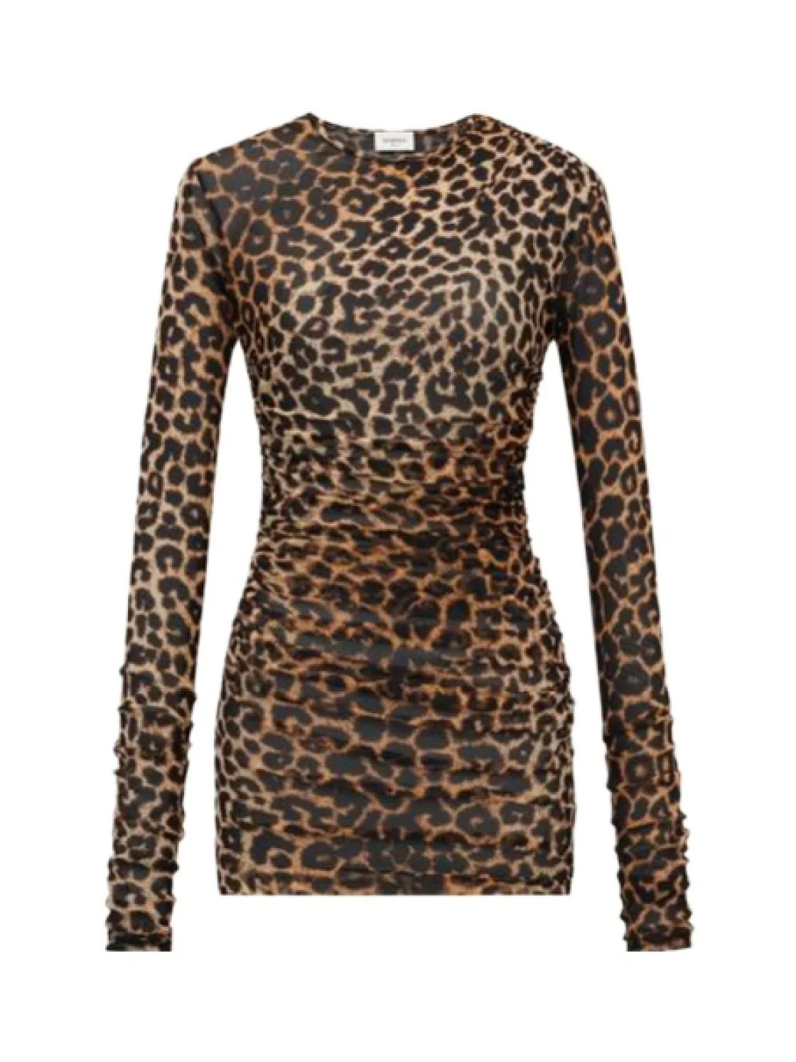 Saint Laurent Ruched Leopard Patterned Mini Dress | Senser US