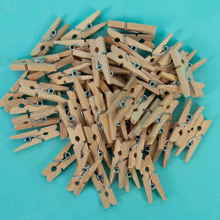 Hello Hobby Mini Wood Clothespins With Resealable Bag, 50-Pack | Walmart (US)