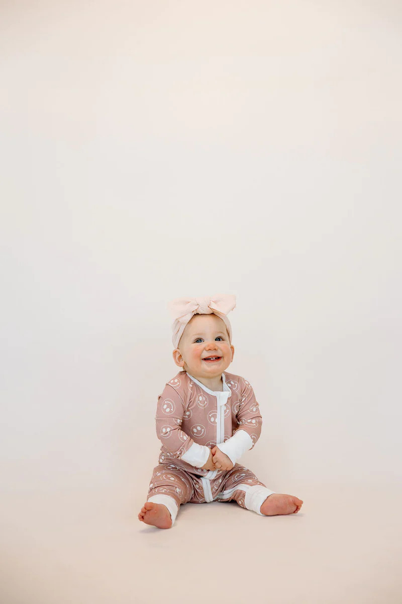 Mauve Smiley Zipper Romper | Kinderlein