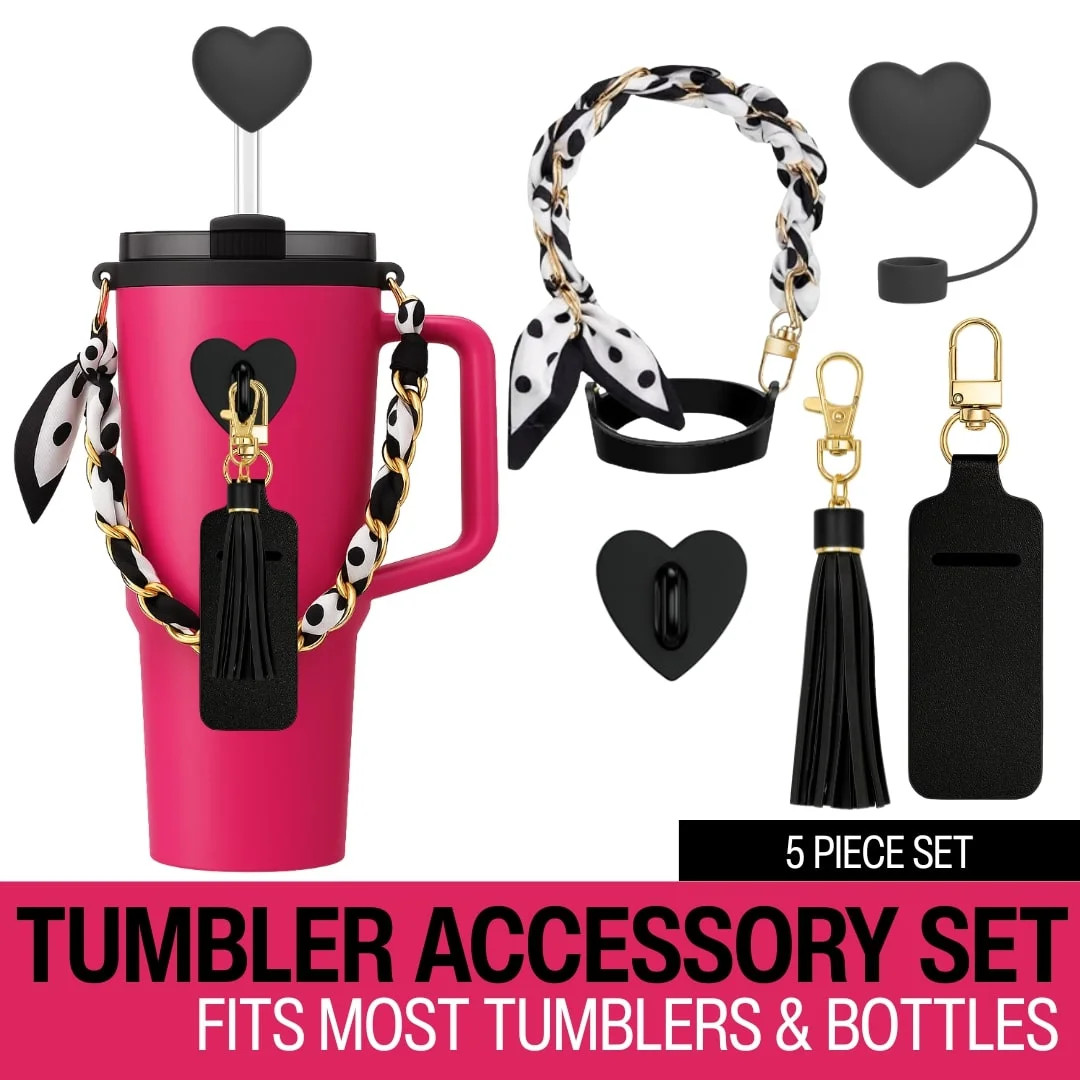 Biddlebee Tumbler Accessory Set with Water Bottle Handle, Straw Topper, Charm Hook & Lip Balm Hol... | Walmart (US)