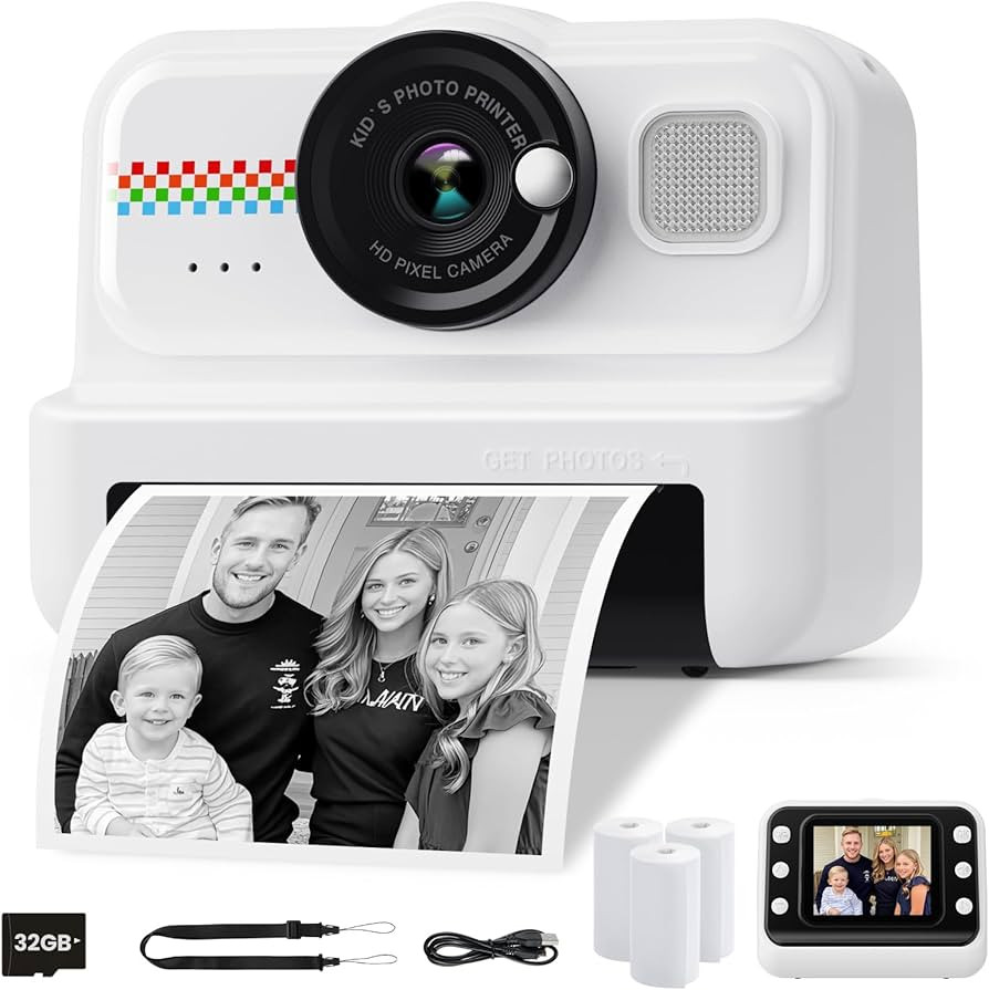 Kids Camera Instant Print, 1080P HD Instant Print Camera for Kids with 3 Rolls Print Paper & 32GB... | Amazon (US)