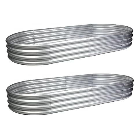 Land Guard 2Pcs Galvanized Raised Garden Bed Kit, 7.5×3×1ft Galvanized Planter Raised Garden Bo... | Amazon (US)
