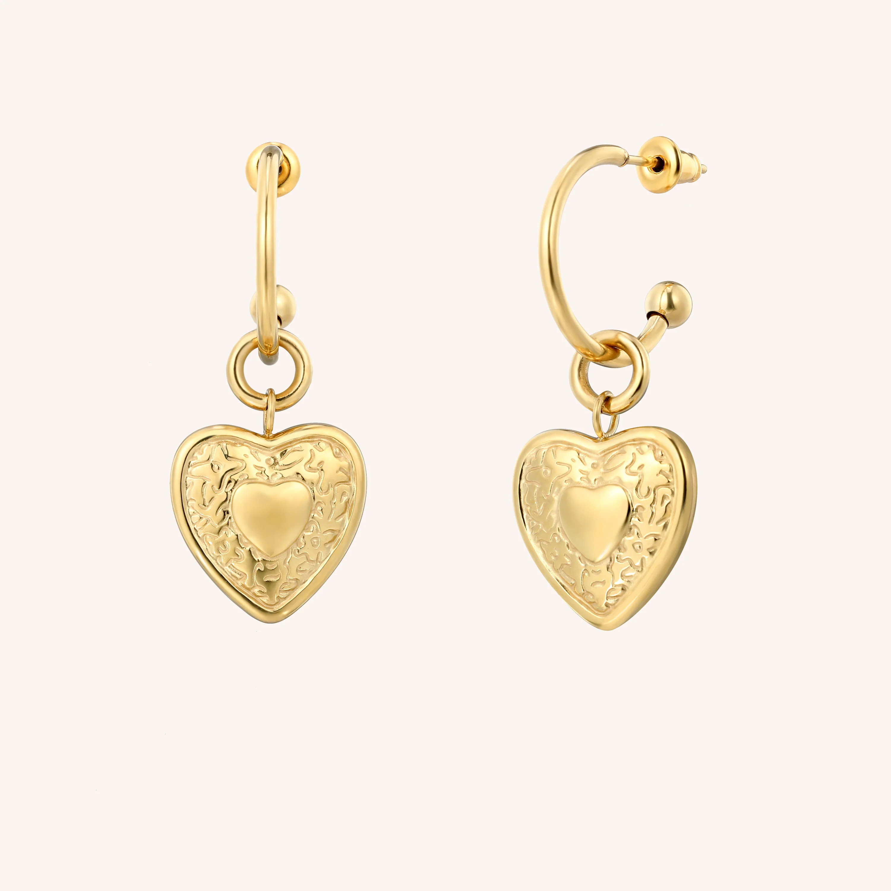 Vintage Heart Charm Hoops | Victoria Emerson