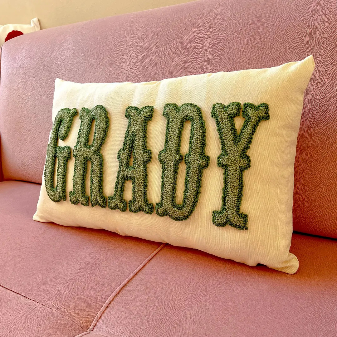 Custom Monogram Name Pillow Maggie – Punch Needle Embroidered Cushion, Personalized Kids Room o... | Etsy (US)